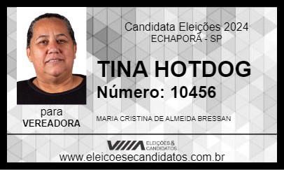 Candidato TINA HOTDOG 2024 - ECHAPORÃ - Eleições