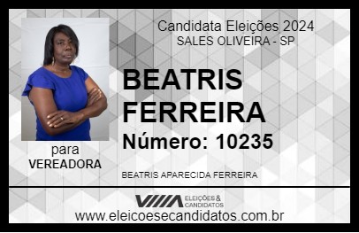 Candidato BEATRIS FERREIRA 2024 - SALES OLIVEIRA - Eleições