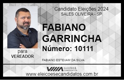 Candidato FABIANO GARRINCHA 2024 - SALES OLIVEIRA - Eleições