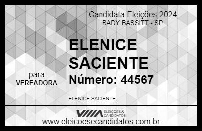 Candidato ELENICE SACIENTE 2024 - BADY BASSITT - Eleições