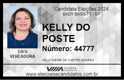 Candidato KELLY DO POSTE 2024 - BADY BASSITT - Eleições