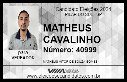 Candidato MATHEUS CAVALINHO 2024 - PILAR DO SUL - Eleições