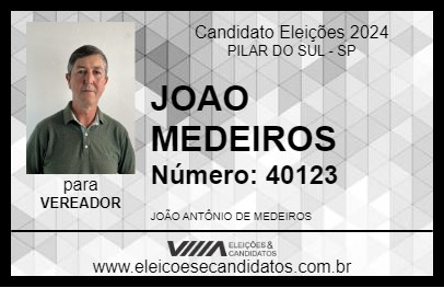 Candidato JOAO MEDEIROS 2024 - PILAR DO SUL - Eleições