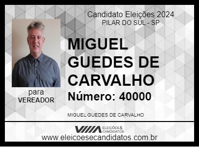 Candidato MIGUEL GUEDES DE CARVALHO 2024 - PILAR DO SUL - Eleições