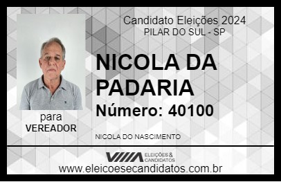 Candidato NICOLA DA PADARIA 2024 - PILAR DO SUL - Eleições