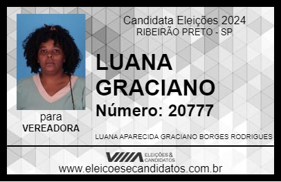 Candidato LUANA GRACIANO 2024 - RIBEIRÃO PRETO - Eleições