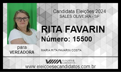 Candidato RITA FAVARIN 2024 - SALES OLIVEIRA - Eleições