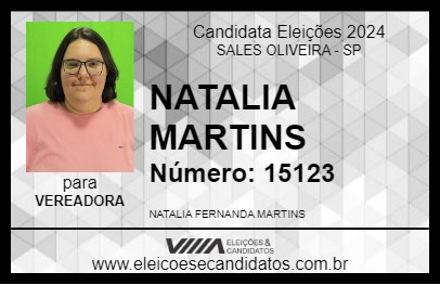 Candidato NATALIA MARTINS 2024 - SALES OLIVEIRA - Eleições