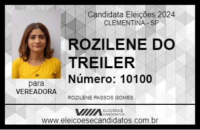 Candidato ROZILENE DO TREILER 2024 - CLEMENTINA - Eleições