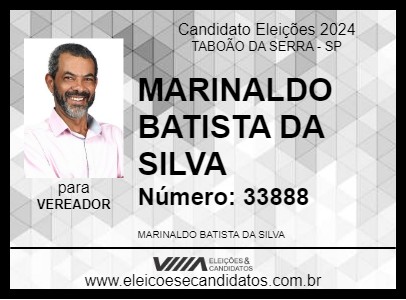 Candidato MARINALDO BATISTA DA SILVA 2024 - TABOÃO DA SERRA - Eleições