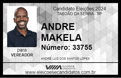 Candidato ANDRE MAKELA 2024 - TABOÃO DA SERRA - Eleições