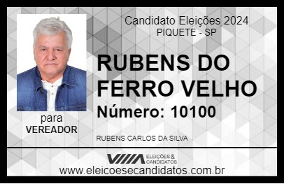 Candidato RUBENS DO FERRO VELHO 2024 - PIQUETE - Eleições