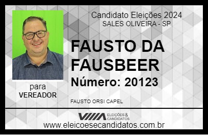 Candidato FAUSTO DA FAUSBEER 2024 - SALES OLIVEIRA - Eleições