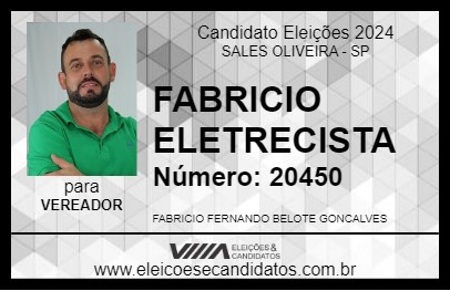 Candidato FABRICIO ELETRECISTA 2024 - SALES OLIVEIRA - Eleições