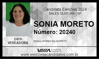 Candidato SONIA MORETO 2024 - SALES OLIVEIRA - Eleições