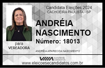 Candidato ANDRÉIA NASCIMENTO 2024 - CACHOEIRA PAULISTA - Eleições