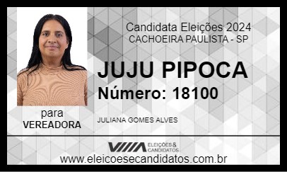 Candidato JUJU PIPOCA 2024 - CACHOEIRA PAULISTA - Eleições