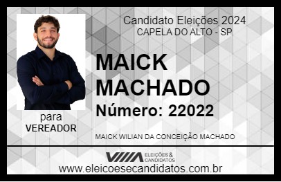 Candidato MAICK MACHADO 2024 - CAPELA DO ALTO - Eleições