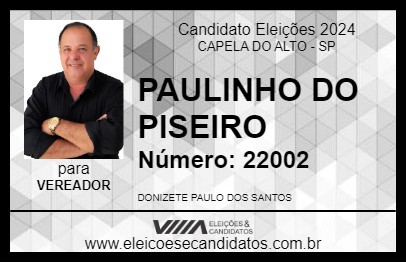 Candidato PAULINHO DO PISEIRO 2024 - CAPELA DO ALTO - Eleições