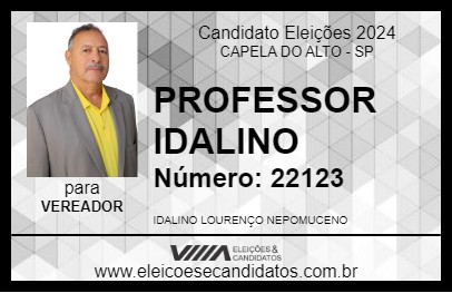 Candidato PROFESSOR IDALINO 2024 - CAPELA DO ALTO - Eleições