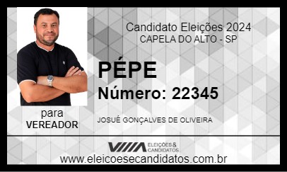 Candidato PÉPE 2024 - CAPELA DO ALTO - Eleições