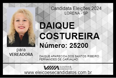 Candidato DAIQUE COSTUREIRA 2024 - LORENA - Eleições