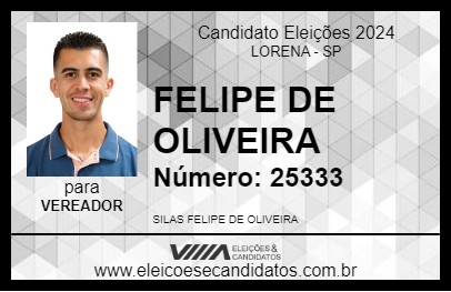 Candidato FELIPE DE OLIVEIRA 2024 - LORENA - Eleições