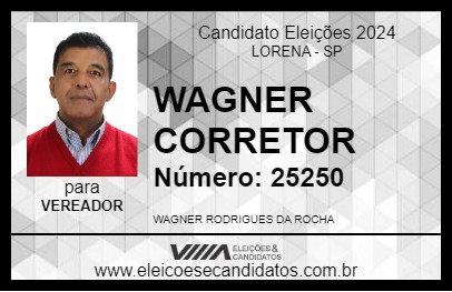 Candidato WAGNER CORRETOR 2024 - LORENA - Eleições