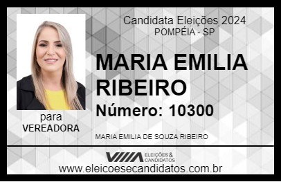 Candidato MARIA EMILIA RIBEIRO 2024 - POMPÉIA - Eleições