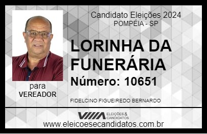 Candidato LORINHA DA FUNERÁRIA 2024 - POMPÉIA - Eleições