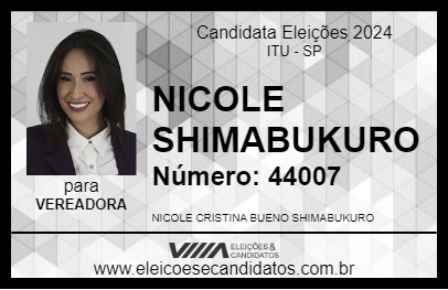 Candidato NICOLE SHIMABUKURO 2024 - ITU - Eleições