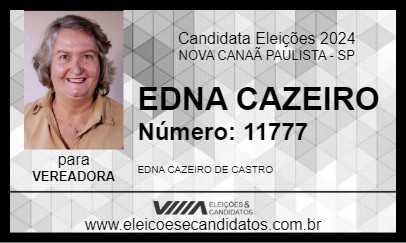 Candidato EDNA CAZEIRO 2024 - NOVA CANAÃ PAULISTA - Eleições