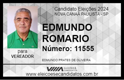 Candidato EDMUNDO ROMARIO 2024 - NOVA CANAÃ PAULISTA - Eleições