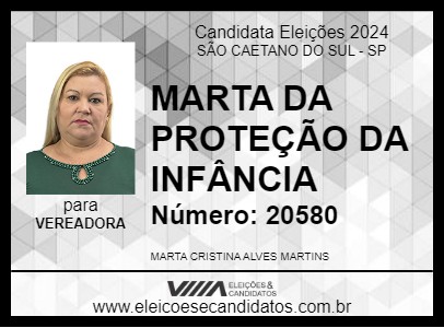 Candidato MARTA DA PROTEÇÃO DA INFÂNCIA 2024 - SÃO CAETANO DO SUL - Eleições