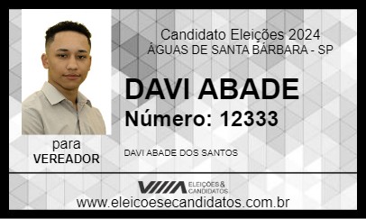 Candidato DAVI ABADE 2024 - ÁGUAS DE SANTA BÁRBARA - Eleições