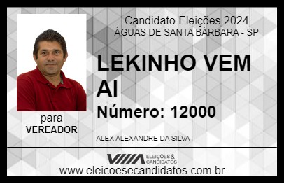 Candidato LEKINHO VEM AI 2024 - ÁGUAS DE SANTA BÁRBARA - Eleições