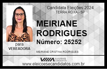 Candidato MEIRIANE RODRIGUES 2024 - TERRA ROXA - Eleições