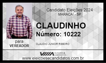 Candidato CLAUDINHO 2024 - MARACAÍ - Eleições