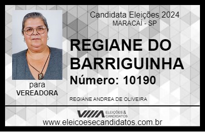 Candidato REGIANE DO BARRIGUINHA 2024 - MARACAÍ - Eleições