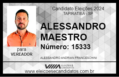 Candidato ALESSANDRO MAESTRO 2024 - TAPIRATIBA - Eleições