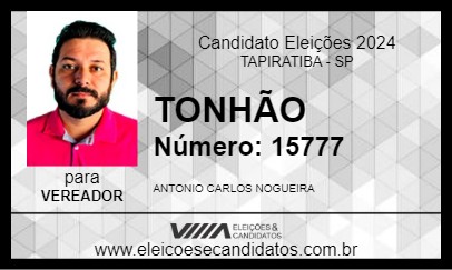 Candidato TONHÃO 2024 - TAPIRATIBA - Eleições