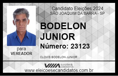 Candidato BODELON JUNIOR 2024 - SÃO JOAQUIM DA BARRA - Eleições