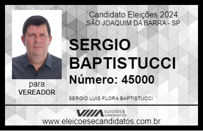 Candidato SERGIO BAPTISTUCCI 2024 - SÃO JOAQUIM DA BARRA - Eleições