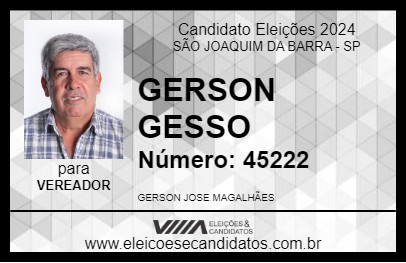 Candidato GERSON GESSO 2024 - SÃO JOAQUIM DA BARRA - Eleições