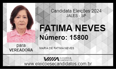 Candidato FATIMA NEVES 2024 - JALES - Eleições