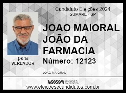 Candidato JOAO MAIORAL JOÃO DA FARMACIA 2024 - SUMARÉ - Eleições