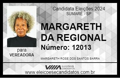 Candidato MARGARETH DA REGIONAL 2024 - SUMARÉ - Eleições