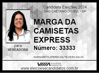 Candidato MARGA DA CAMISETAS EXPRESS 2024 - SÃO CAETANO DO SUL - Eleições