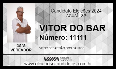 Candidato VITOR DO BAR 2024 - AGUAÍ - Eleições