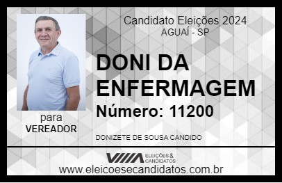 Candidato DONI DA ENFERMAGEM 2024 - AGUAÍ - Eleições